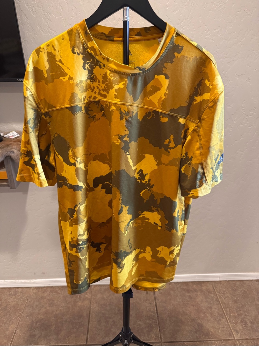 adidas Yellow Camo Short Sleeve Performance Tee